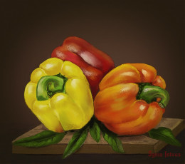 Sweet bell red and yellow peppers
